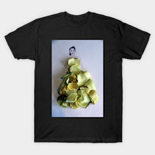 Lady wearing a yellow rose petal dress T-Shirt